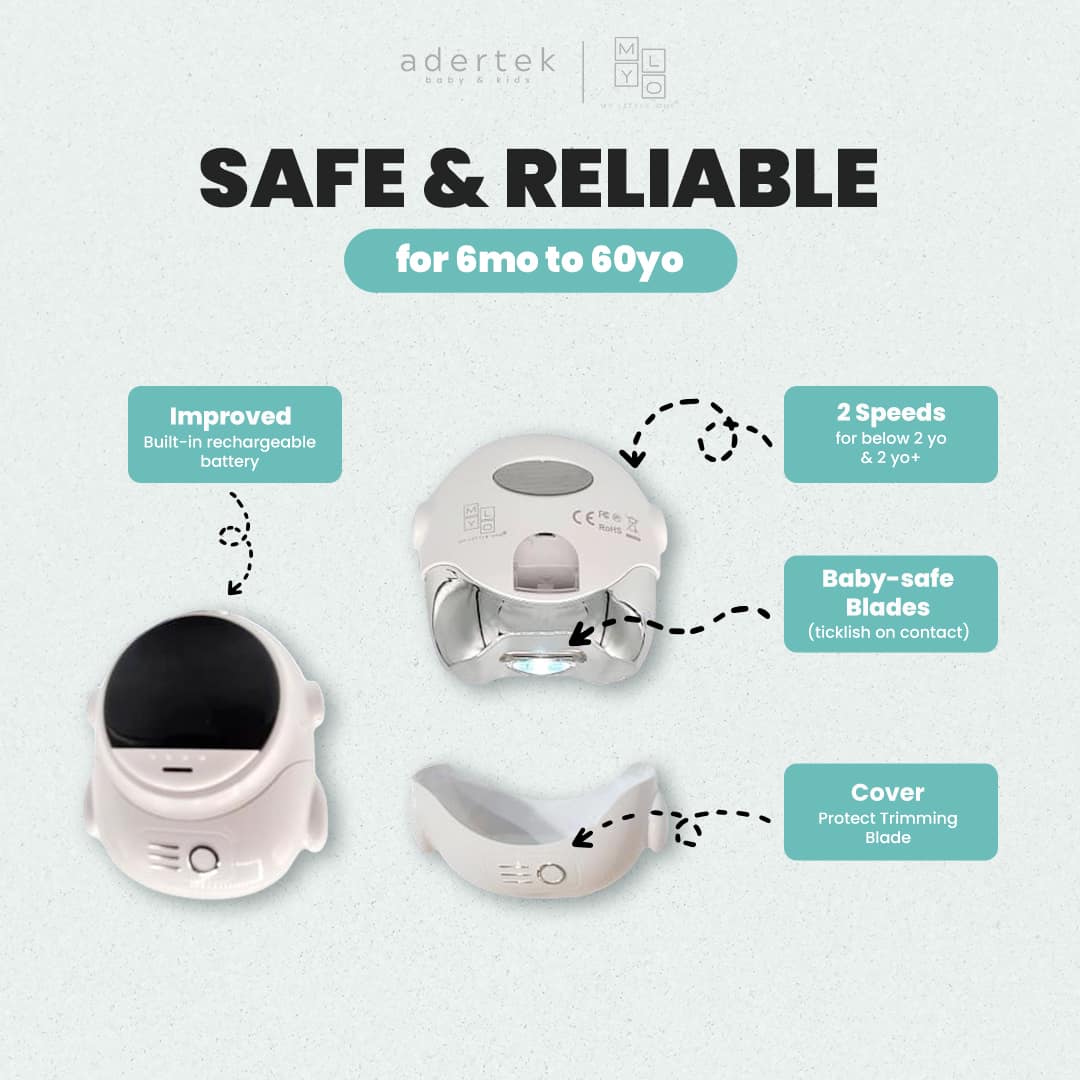 Baby safe blade - tickle when in contact with finger. No more accidental cuts during nail trimming.