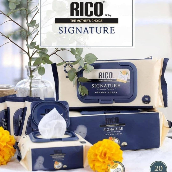 [24packs] RICO Signature Baby Wipes (Travel Pack 20sheets - sticker cap) [Jan2025]