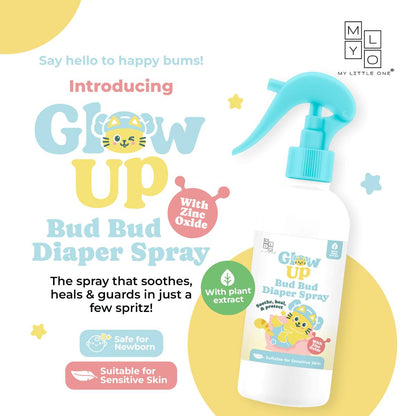 MyLO Glow Up Bud Bud Diaper Spray no rub hands free diaper rash protection