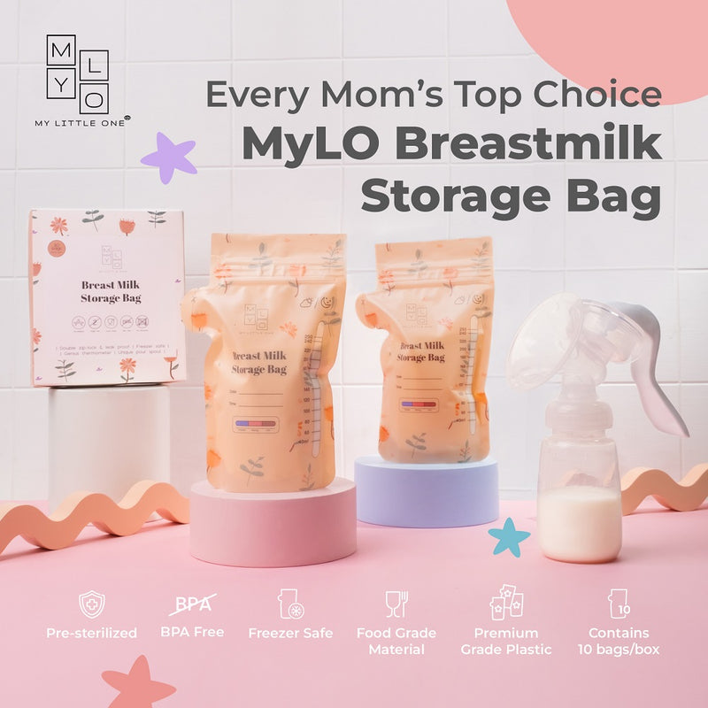 MyLO Breast Milk Storage Bag (10bags*250ml) with Oxygen Barrier, Pour Spout & Temperature Sensor
