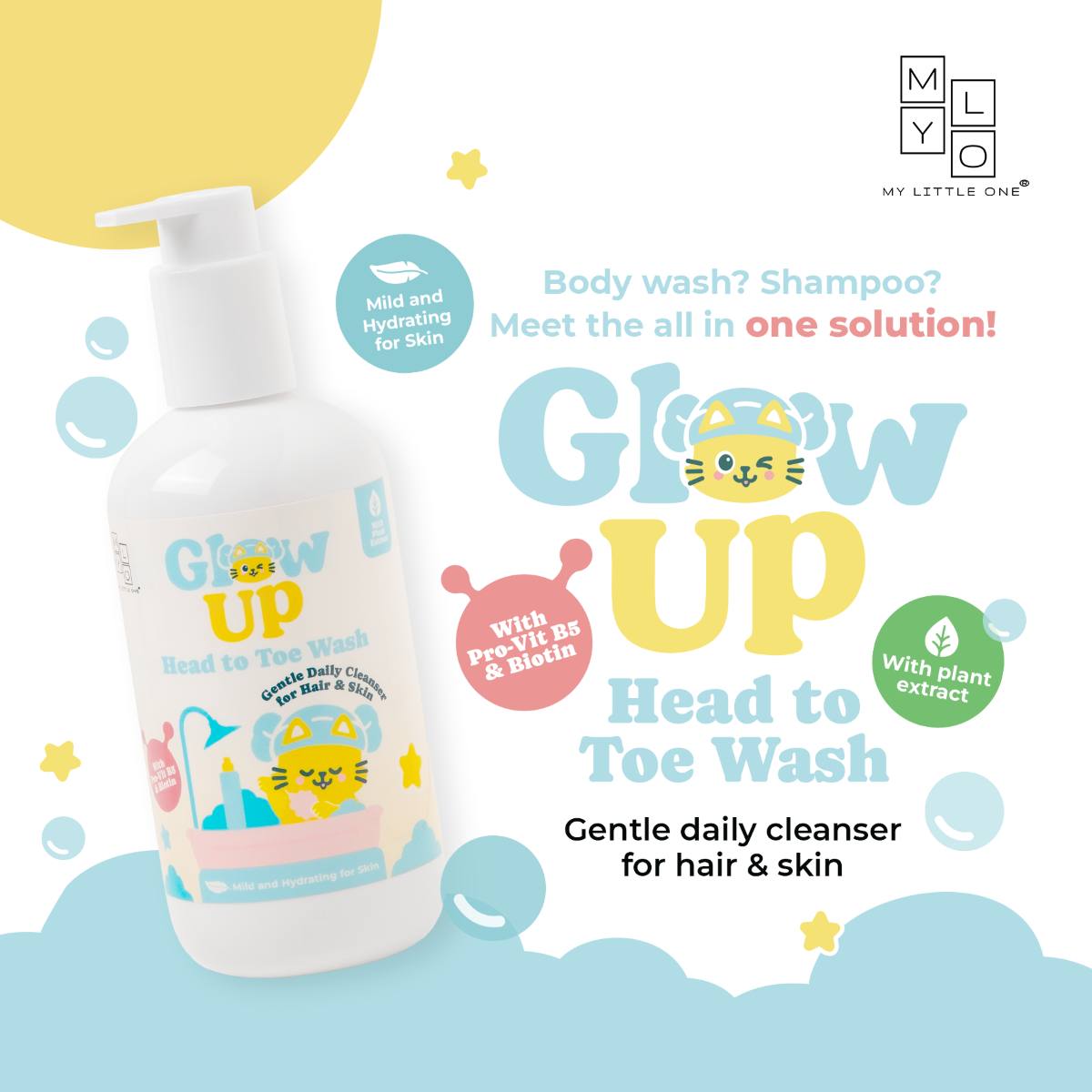 MyLO Glow Up 2-in-1 Head to Toe Wash (300ml)
