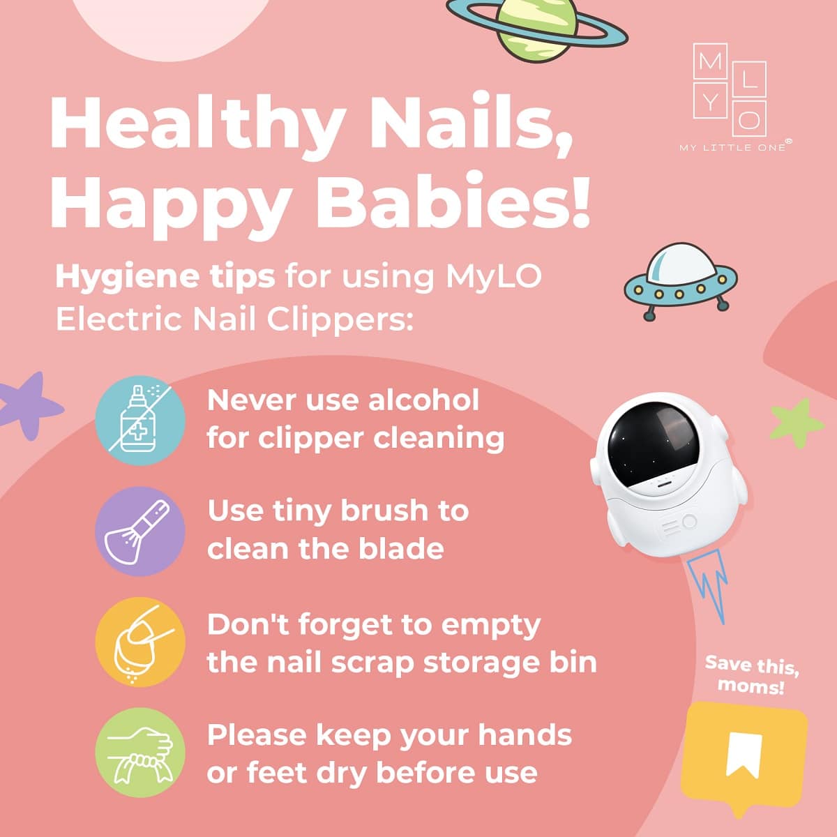 MyLO Astronaut Electric Nail Clipper Trimmer for Baby & Kids