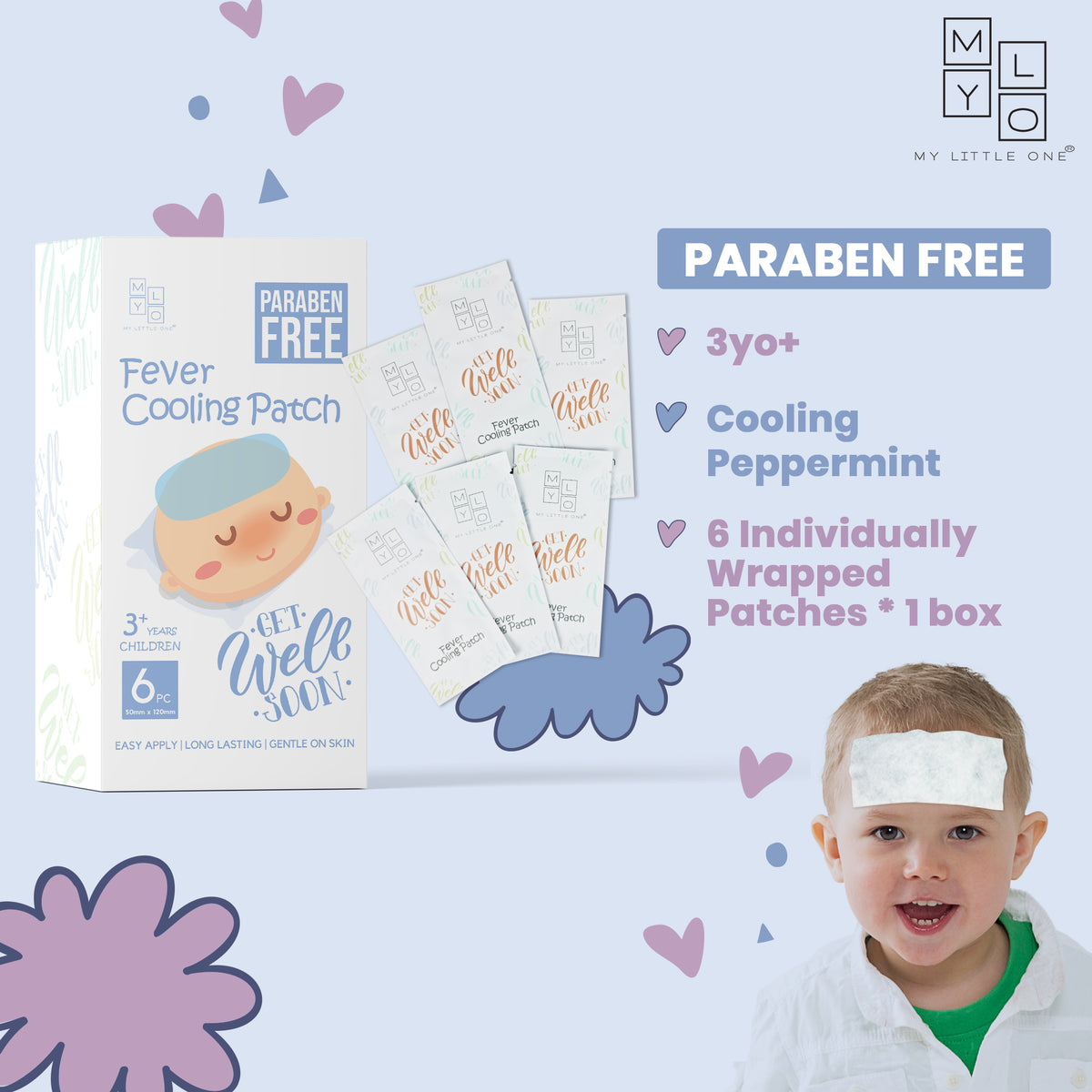 [1 box] MyLO GWS Paraben-Free Fever Cooling Patch (6 Patches / box)