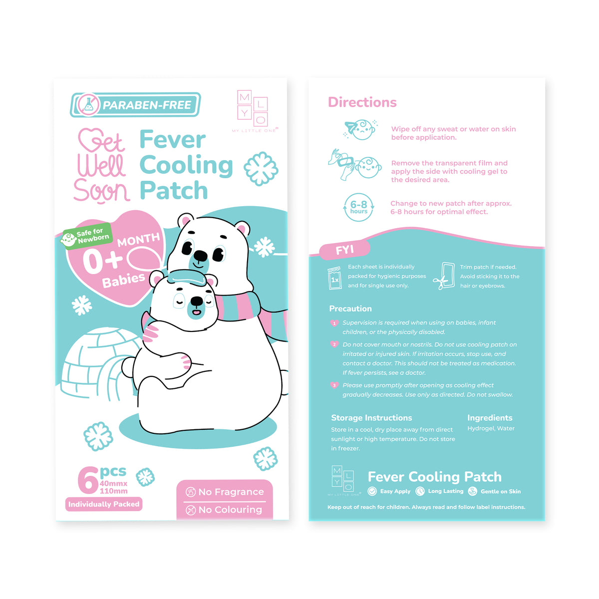 [1 box] MyLO GWS Paraben-Free Fever Cooling Patch (6 Patches / box)