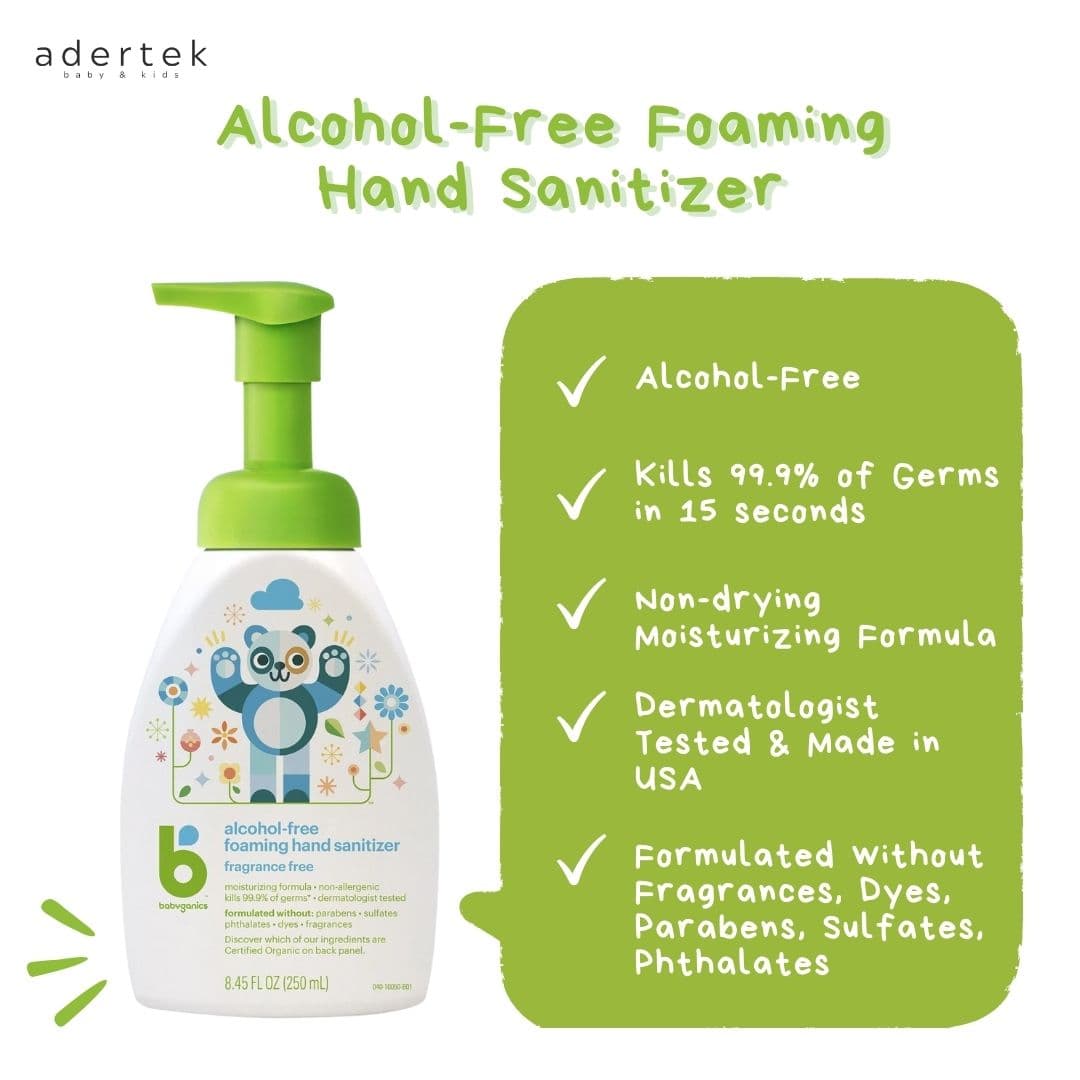 Babyganics Alcohol Free Foaming Hand Sanitizer Product Information - Formulated without fragrances, dyes, parabens, sulfates and phthalates