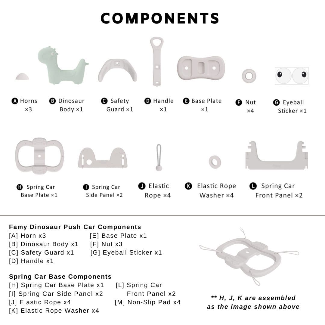 Famy Dinosaur Spring Car Set Components