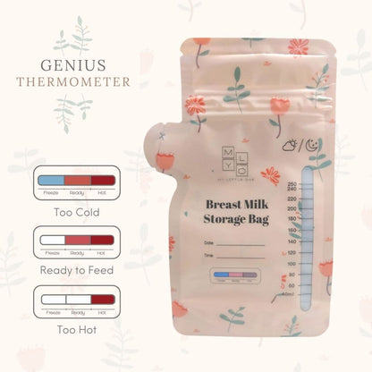 MyLO Breast Milk Storage Bag with Genius Thermometer to show the perfect milk temperature