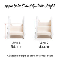 Slide height - side view of 34cm and 44cm