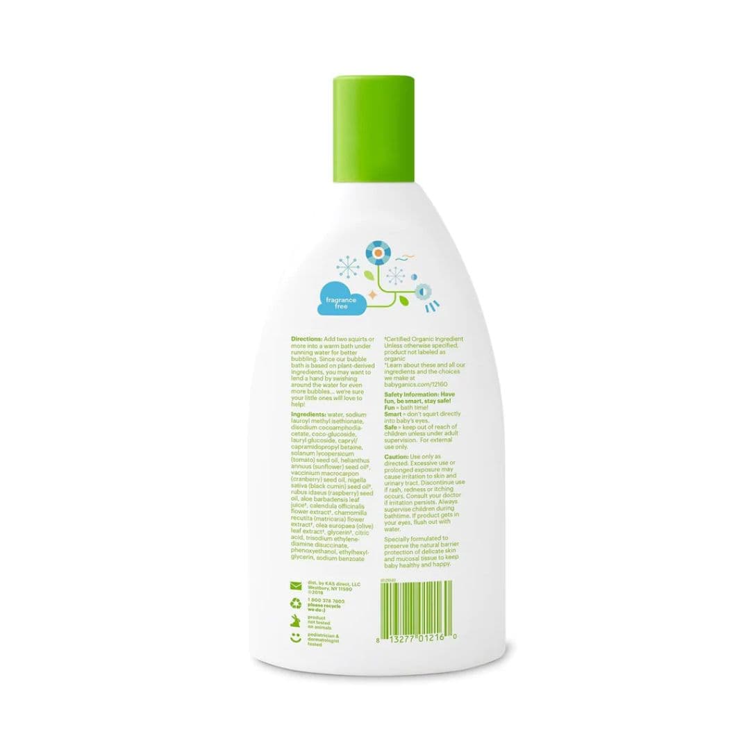 Babyganics Bubble Bath Fragrance Free Back View 