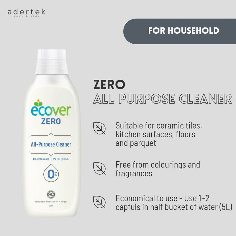 Ecover ZERO All Purpose Cleaner suitable for ceramic tiles, kitchen surfaces, floors and parquet