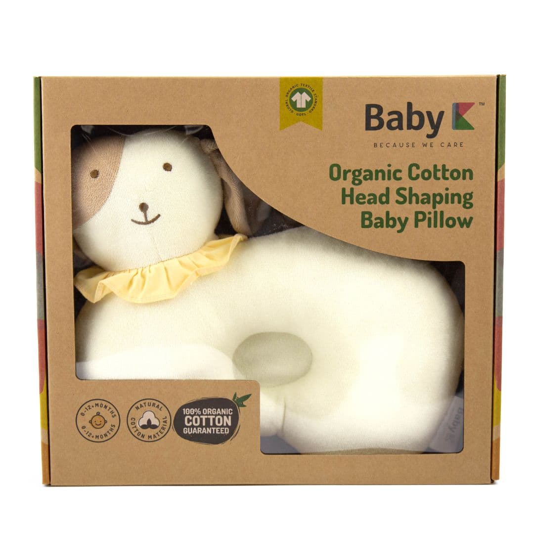 Baby K Organic Cotton Head Shaping Baby Pillow Dog