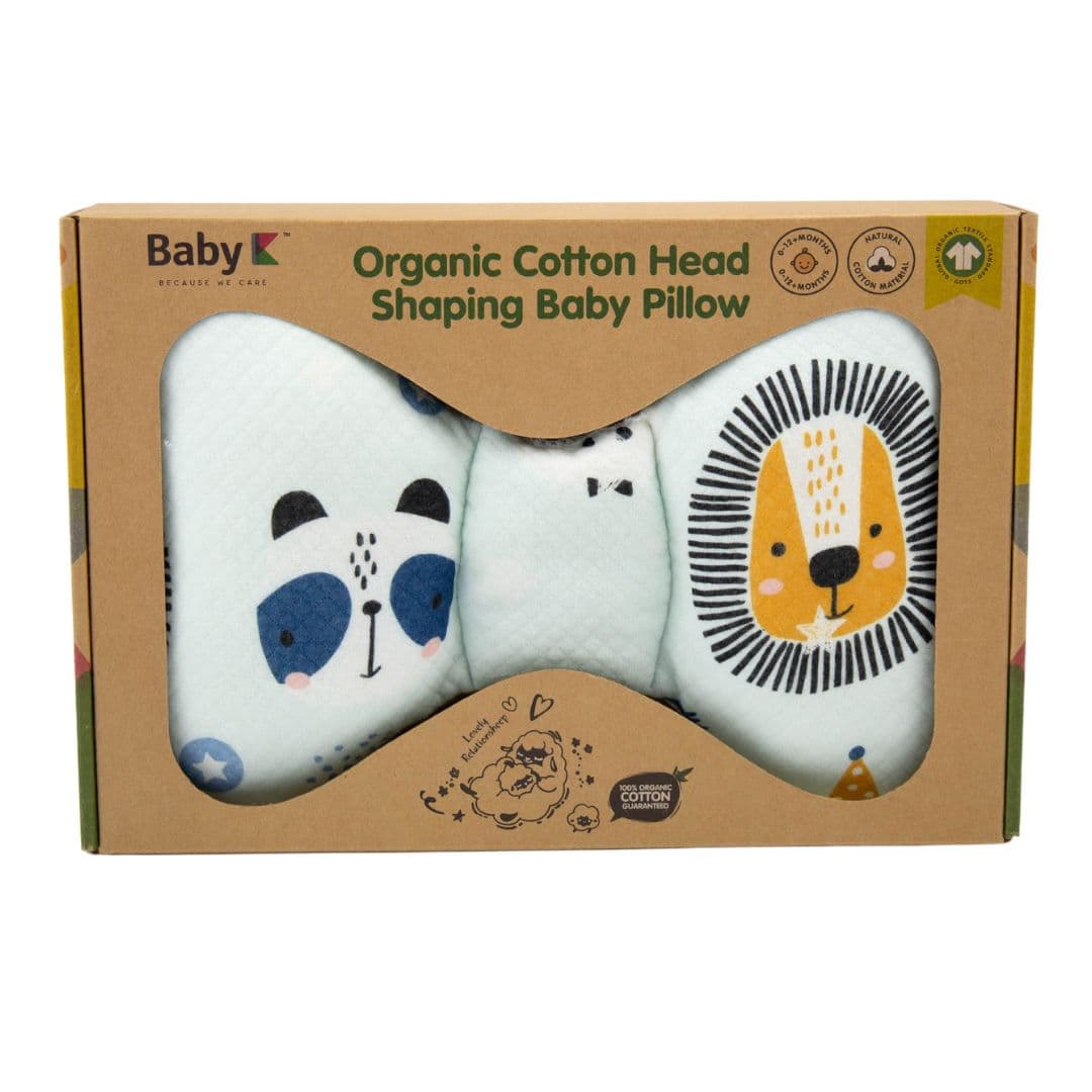 Baby K Organic Cotton Head Shaping Baby Pillow Safari