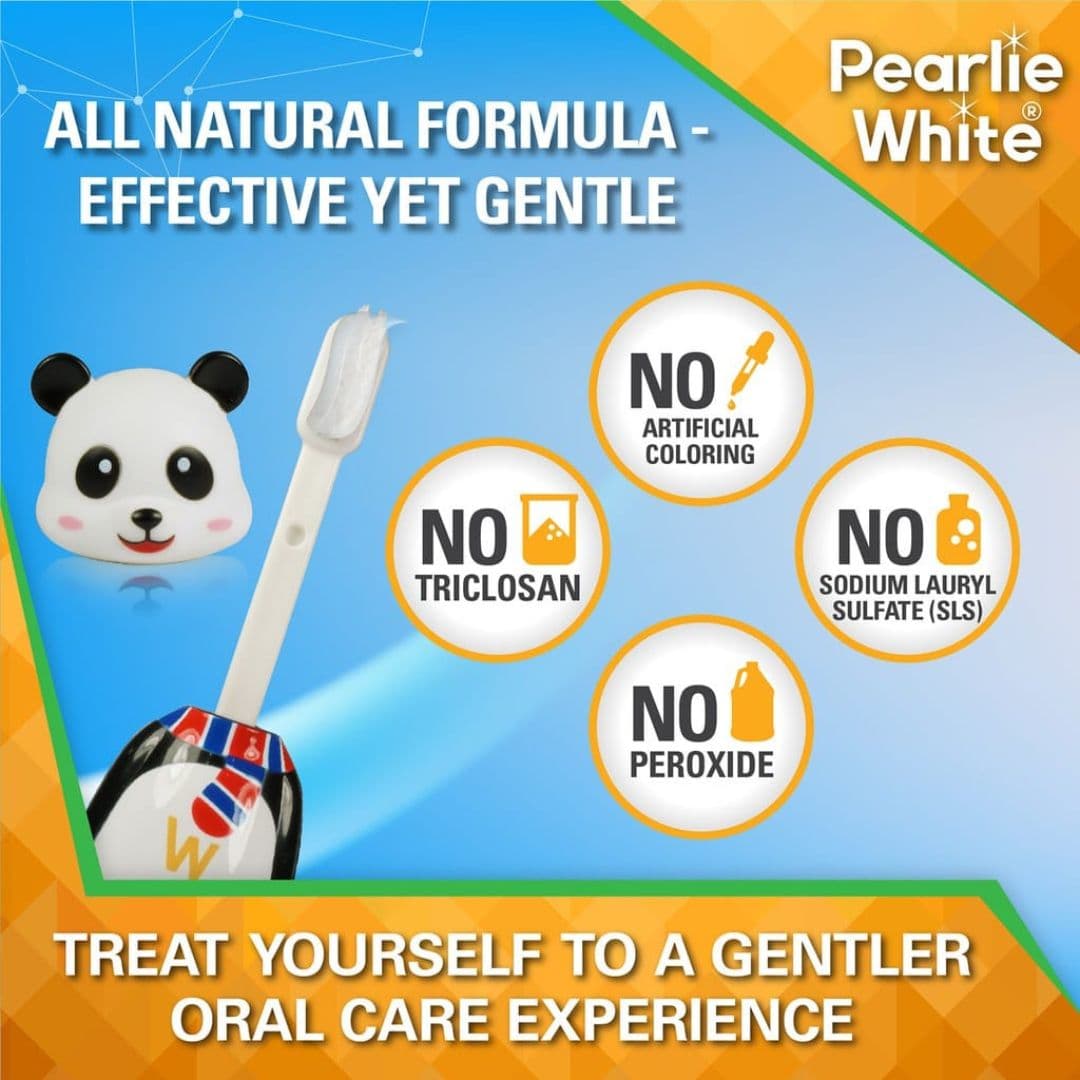 Pearlie White toothpaste free from SLS, artificial colouring, triclosan, peroxide